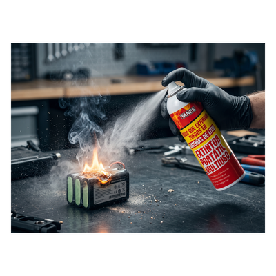 Extintor Portátil en Aerosol / Fuegos Clase A, K y Li / Baterías Ion-Litio / Descarga 35 s / Alcance 2 m (6.6 ft) / 250 ml / | SIERRA STORE