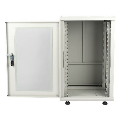 Gabinete Rackeable / 18U / 19 in / Puerta Cristal / Carga 750 Kg / 600x605x930 mm (23.6x23.8x36.6 in) / 3.05 ft Alto | SIERRA STORE