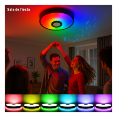 Luminario LED RGB / 30W / 2400 Lúmenes / Bluetooth / Control por App / Voltaje Universal 85-265V / 380 mm (1.2 ft) Diámetro | SIERRA STORE