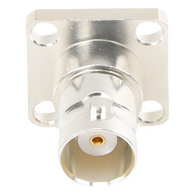 Conector BNC Hembra para Chasis / Montaje en Panel 17.53 mm / 4 Perforaciones 12.7 mm (0.5 in) / Impedancia 50 Ohm / Terminación por | SIERRA STORE