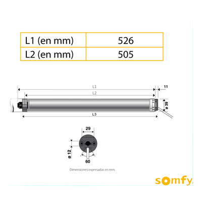 Motor Tubular Mecánico / 4 Hilos / 120 VCA / Tubo 50 mm / Persiana hasta 3 m (9.8 ft) ancho / 4 m (13.1 ft) alto / 33-60 rpm / 49 dB | SIERRA STORE