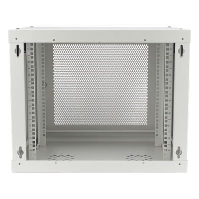 Gabinete de Pared / 9U / Profundidad 455 mm / Puerta Perforada / Carga 80 kg / Acero Reforzado / Color Blanco | SIERRA STORE