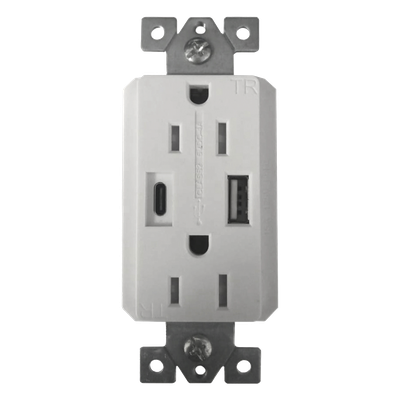 Contacto Dúplex / 15 A / 100-240 V / USB-A y USB-C / 5 V 4 A / Placa Incluida | SIERRA STORE