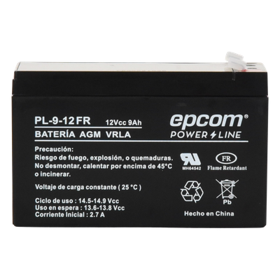 Batería de Respaldo AGM-VRLA / 12 Vcc / 9 Ah / Certificación UL / Retardante a la Flama / Terminales F1 | SIERRA STORE