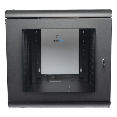 Gabinete de Pared 12U / Profundidad Ajustable 930 mm / Acero Reforzado ANSI/TIA / Carga 100 kg / Cristal Templado / 4 Postes Ajustables | SIERRA STORE
