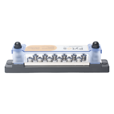 Bloque de Terminales / 12+2 Líneas / 300 A / 52 VDC o 300 VAC / Cobre Estañado 8x25 mm / Cubierta Policarbonato | SIERRA STORE