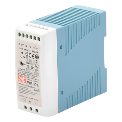 Fuente de Poder Industrial / Riel DIN / 5VCC 40W / Entrada Universal 85-264VAC / 1.31 x 3.54 x 3.94 in | SIERRA STORE