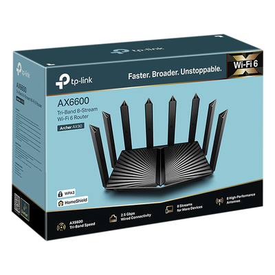 Router WiFi 6 Triple Banda AX6600 MU-MIMO / 1 Puerto WAN/LAN 2.5 Gbps / 1 Puerto WAN/LAN 1Gbps / 3 Puertos LAN 1Gbps / 2 puerto USB | SIERRA STORE