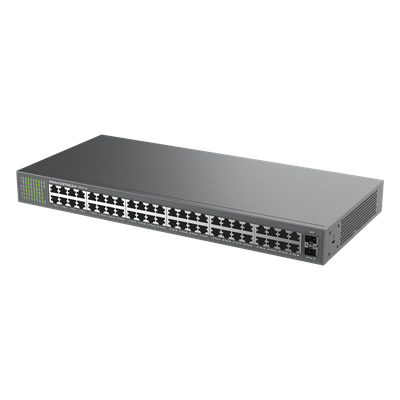 Switch No Administrable / 48 Puertos Gigabit / 100 Gbps / 2 SFP / Montaje Rack / 9KB Jumbo Frame | SIERRA STORE