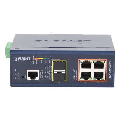 Switch Industrial Administrable Capa 2 / 4 Puertos PoE 802.3af/at Gigabit / 2 Puertos SFP 100/1000X / Anillo Redundante | SIERRA STORE