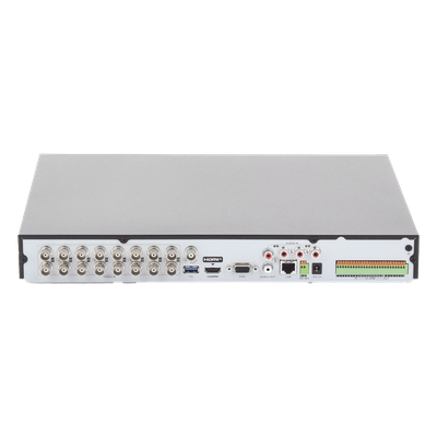 (ACUSENSE / Evita Falsas Alarmas) DVR 4K / 16 Canales TURBOHD + 16 Canales IP / 2 Bahía de Disco Duro / Audio por Coaxitron / Salida | SIERRA STORE