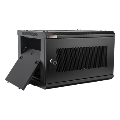 Gabinete de Pared / 6UR / 19in / 450mm Profundidad / 60kg Carga / Acero Negro | SIERRA STORE