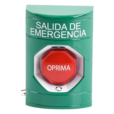 Botón de Salida de Emergencia / Texto en Español / Acción Mantenida / LED de Iluminación / Cubierta Transparente / UL cUL ADA | SIERRA STORE