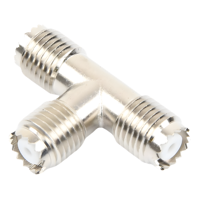 Adaptador RF en T / Triple Mini-UHF Hembra / Cuerpo Níquel / Contactos Plata / Dieléctrico Teflón | SIERRA STORE