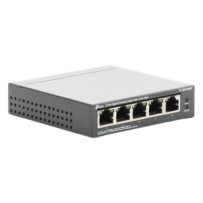 Switch de Escritorio / 5 Puertos Gigabit / 4 Puertos PoE 802.3af/at 65W / PoE Extendido 250m (820 pies) / Sin Ventilador | SIERRA STORE