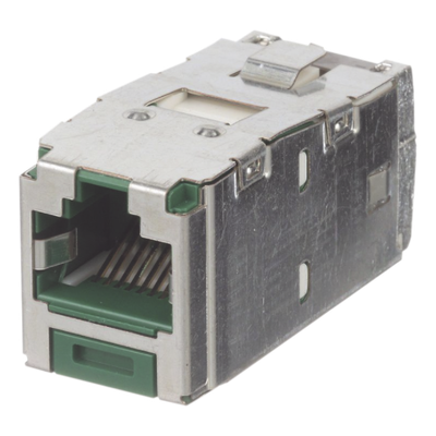 PANDUIT CJS6X88TGGRY - Jack RJ45 Blindado / Cat 6A / Estilo TG Sin Impacto / PoE 100W / Verde | SIERRA STORE