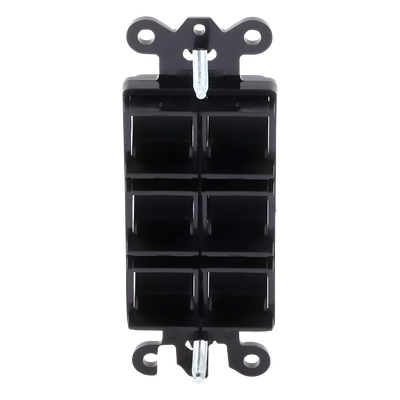 Marco de 6 Puertos / Conectores RJ45 Cat 3/5e/6 / Fibra Óptica MT-RJ SC LC ST / Coaxial F y BNC / Acabado Satinado Midnight | SIERRA STORE
