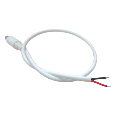 Cable de Alimentación DC / Conector Macho 5.5 x 2.1 mm / Calibre 22AWG / Longitud 30 cm / Forro Blanco / Polarizado | SIERRA STORE