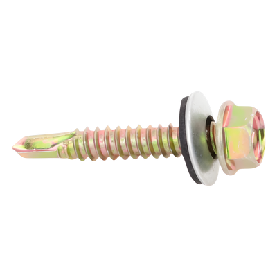 Tornillo Punta Broca / Hexagonal 6.5 x 38 mm (1/4" x 1 1/2") / Sello Montado / Caja 100 Unidades / Fijación Hermética Lámina Acanalada | SIERRA STORE