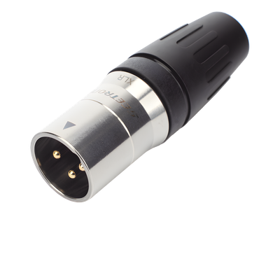 Conector XLR Macho / 3 Núcleos / Acero Inoxidable / Contactos Oro / 20 A / 250 V CA / Identificación por Color | SIERRA STORE