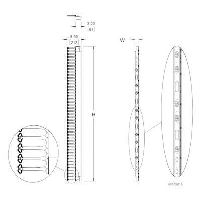 Organizador Vertical de Cables Rack / 48 UR / Acero Negro / Sección 95x208 mm / Capacidad 726 Cables / Fijación Flecha 1.75 pulg | SIERRA STORE