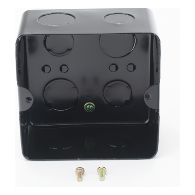 Caja de Registro / Acero Galvanizado 1.45-1.50mm / 10x10 cm (3.94x3.94 in) / Incluye Tapa y Tornillos / Negro | SIERRA STORE