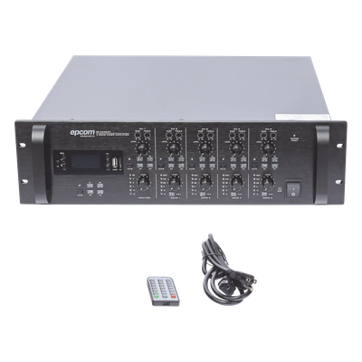 Mezclador Amplificador de Audio - 4 zonas de 240W RMS Hasta 960W | 4 Canales | 5 Entradas | MP3 Tuner USB/SD | 1 Entrada de Micrófono | SIERRA STORE