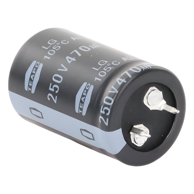 Capacitor Electrolítico de Aluminio / 470 µF / 250 VDC / 105 °C / 25 x 40 mm / Radial | SIERRA STORE