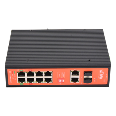 Switch PoE Industrial / 8 Puertos Gigabit + 2 SFP Combo / Extensión 250 m (820 ft) / PoE 300W / Protección 6 kV / -40°C a 80°C / | SIERRA STORE