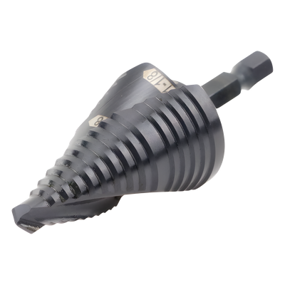 Broca Escalonada 12 en 1 / Revestimiento TiAlN / Perforación 2-3 cm / Doble Acanaladura Espiral / Vástago Hexagonal 1/4'' / Liberación | SIERRA STORE