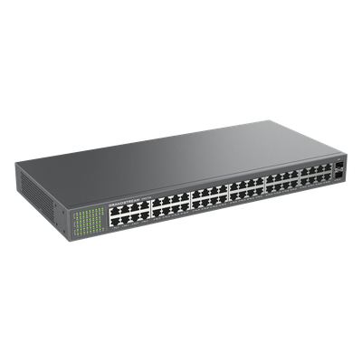 Switch No Administrable / 48 Puertos Gigabit / 100 Gbps / 2 SFP / Montaje Rack / 9KB Jumbo Frame | SIERRA STORE