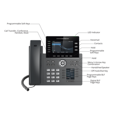 Teléfono IP / 6 Líneas SIP / Wi-Fi 5 Dual Band / Bluetooth 5.0 / Pantalla 4.3" / 48 Teclas MPK / PoE / Audio HD Opus | SIERRA STORE