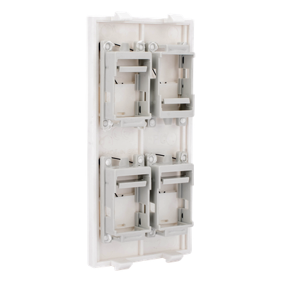 Placa Plana de Voz y Datos con Guardapolvo / 4 Puertos Keystone / Color Blanco / 108 x 52 mm / 5 mm Profundidad / Compatible Cajas | SIERRA STORE
