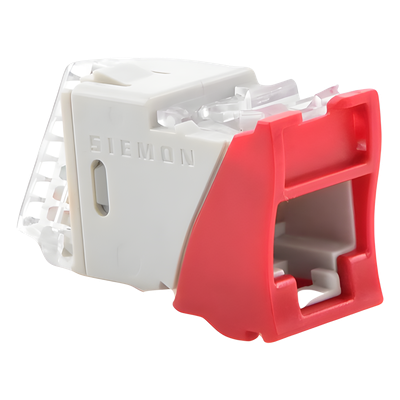SIEMON U6A-H03NS - Jack RJ45 Cat6a / UTP / Montaje Híbrido Plano-Angulado / Terminación 110 / Color Rojo | SIERRA STORE