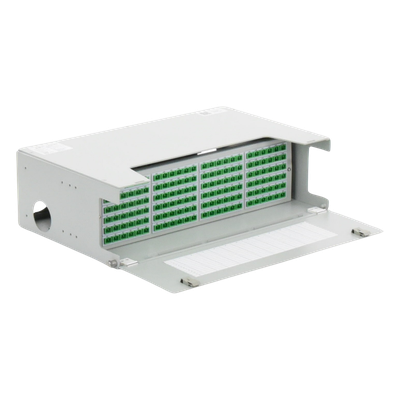 Distribuidor de Fibra Óptica / 144 Empalmes / 144 Acopladores SC/APC / 144 Pigtails SC/APC / 19" / 3 UR / 12.8" Profundidad | SIERRA STORE
