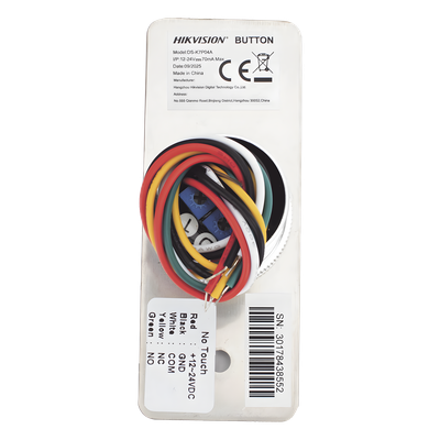 HIKVISION DS-K7P04A - Botón de Salida Sin Contacto / Detección Ajustable 40-120 mm / LED Bicolor / Contacto NO/NC/COM / Acero | SIERRA STORE