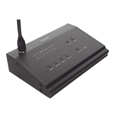 Micrófono de Voceo / 4 Zonas / Comunicación 1 km (3280.8 ft) / Conexión RJ45 / Medidor de Nivel 10 Segmentos / Alimentación 24V DC | SIERRA STORE