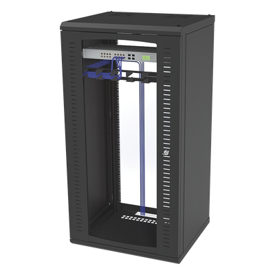 LINKEDPRO BY EPCOM SR-1924-GFP - Gabinete para Montaje en Pared, Puerta de Cristal Templado, Cuerpo Fijo con Rack 19" de 24 Unidades | SIERRA STORE