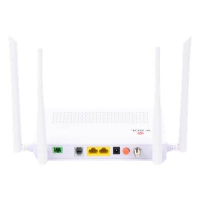 ONU Dual GPON/EPON / Wi-Fi AC Doble Banda / 4 Antenas 5 dBi / 2x LAN Gigabit / 1x FXS / 1x CATV / 12V 1A / 0 a 55°C | SIERRA STORE
