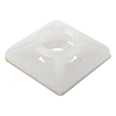 Base Autoadherible para Cinchos / 19x19 mm / Nylon Resistente / Temperatura -10°C a 50°C / Paquete 100 Piezas / Orificio Central para | SIERRA STORE