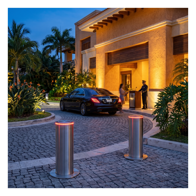 ACCESSPRO XB-220-HBL - Bolardo Hidráulico Antiembestida / 220 mm × 600 mm (0.72 ft × 1.97 ft) / Acero Inoxidable 304 / 200,000 J / | SIERRA STORE
