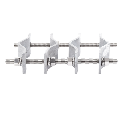 Juego de Abrazaderas Dobles / Mástiles 3.8 a 8.9 cm (1.5 a 3.5 in) / Separación 12 cm (4.75 in) / Acero Galvanizado / Torres Cuadradas | SIERRA STORE