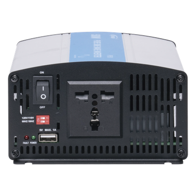 Inversor de Onda Senoidal Pura / 400 W Nominal / 500 W Pico / Entrada 12 VCC / Salida 120 VCA / 9.1 × 5.2 × 2.9 in | SIERRA STORE