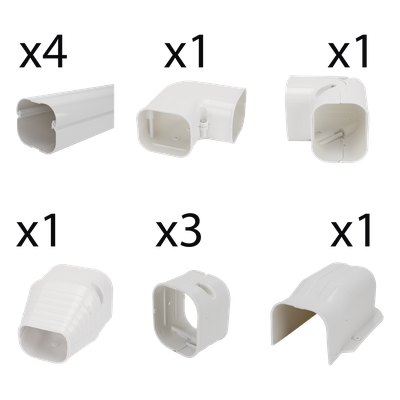 Kit de Canaletas para Aire Acondicionado / 11 Piezas / PVC Rígido / Interior y Exterior / 1 m (3.28 ft) de Longitud / -20°C a 75°C | SIERRA STORE