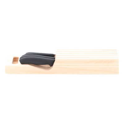 Portacuchillos de Cajón / Madera de Haya Suiza / 5 Cuchillos / Polipropileno Negro / 435 x 148 x 65 mm | SIERRA STORE