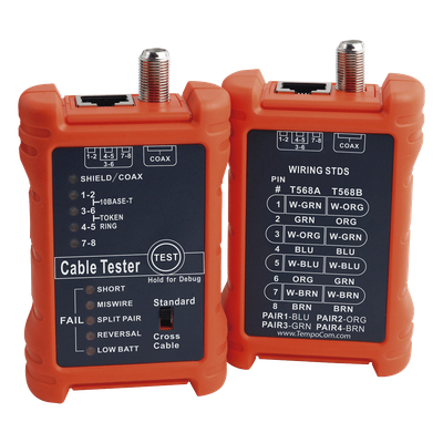 Tester de Cables / LAN 8 Hilos / Coaxial / Mapeo de Pines / 300 m / 900 pies / RJ45 / RJ11 | SIERRA STORE