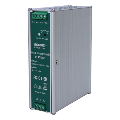 Fuente de alimentación / Entrada 100-240 Vac / Salida 12 Vcc 6.3 A / 75 W / Montaje en riel DIN / 4.53 x 1.55 x 5.08 pulgadas | SIERRA STORE