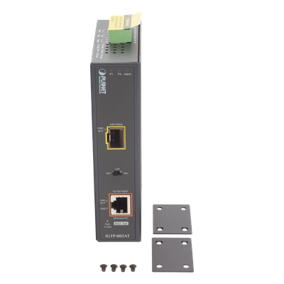 Convertidor de Medios PoE Industrial / SFP 1000BASE-X a RJ45 Gigabit / PoE+ 802.3at 30W / -40 a 75°C / IP30 / 12-48V CC o 24V CA | SIERRA STORE