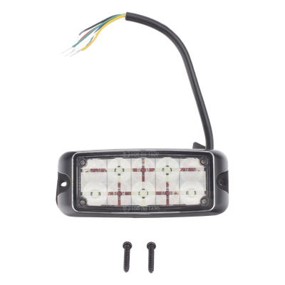Luz LED de Advertencia / 10 LED de Alta Intensidad / Rojo/Azul / Montaje Superficial / 12-24 VDC / SAE Clase I / IP Resistente al Agua | SIERRA STORE