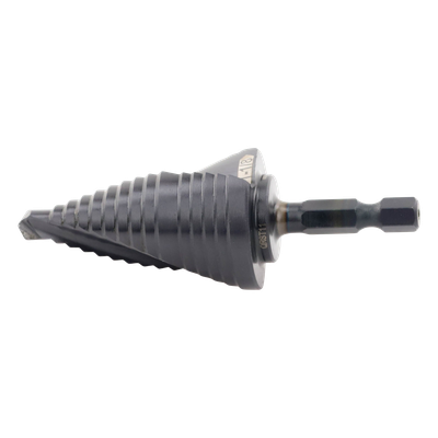 Broca Escalonada 12 en 1 / Revestimiento TiAlN / Perforación 2-3 cm / Doble Acanaladura Espiral / Vástago Hexagonal 1/4'' / Liberación | SIERRA STORE